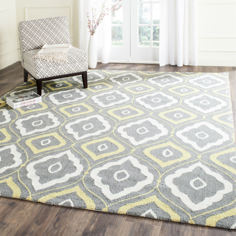 Salome Hand Hooked Performance Geometric Rug, Rectangle 5' x 8'