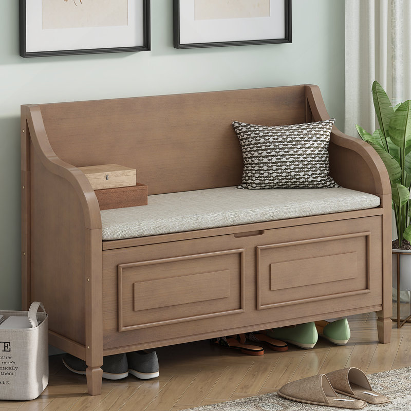 Banc de rangement rustique multifonctionnel (brun et beige), Naturel