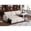 Canapé modulaire rembourré beige avec méridienne - rembourrage en mousse de lin à 3 sièges, coussins de dossier amovibles et rangement pour accueillir et divertir les attentes des visiteurs de nuit-2102676159