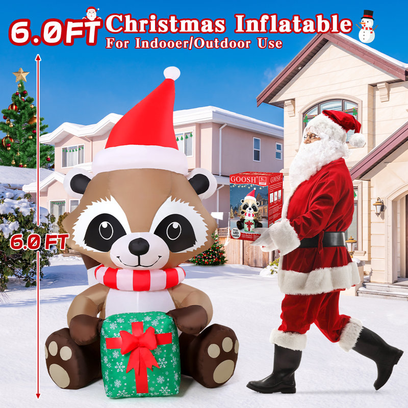 Boîte-cadeau gonflable de Noël 6 pi avec lumières DEL intégrées