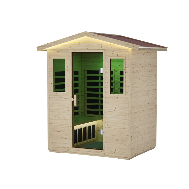 Sauna infrarouge lointain Fjora à 8 panneaux en épicéa de Norvège avec commande par application