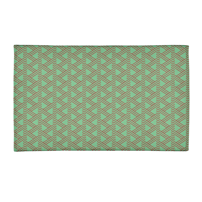 Tapis vert/rouge fait main, Rectangle 2 pi x 3 pi