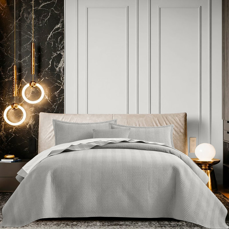 Ensemble de literie à couvre-lit à relief Linen, Twin ( 66 inc x 86 inc ), Gray