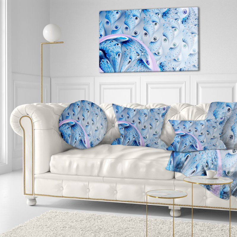 Coussin lombaire floral fractal Abstract, Bleu / mauve