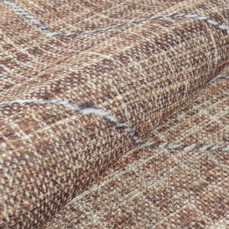 GLN Rugs Contemporary - Machine Washable Area Rug, Bohemian Vintage Washable Rug, Non Slip Area Rug, Low Pile Chenille Living Room Rug, Bedroom Rug, Bathroom Rug (Brown Rug)