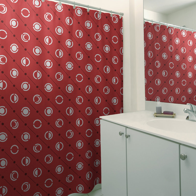 Rideau de douche à phases simples classic moon Noira Gothard, Rouge / Noir
