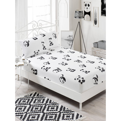 Premium Double Sheet Set, Black & White, 54 x 75 | 65% Cotton / 35% Polyester, 120 Thread Count | Machine Washable, Envelope Closure Pillowcases, Button Closure Duvet Cover | Soft, Durable, and Stylish Bedding Solution