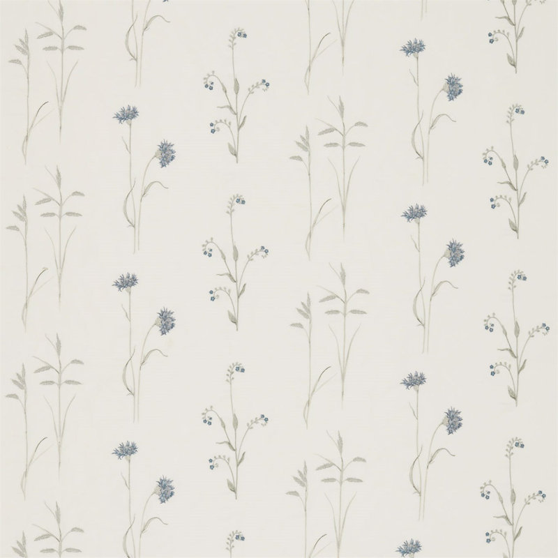 Meadow Grasses Fabric, Cobalt/Chalk