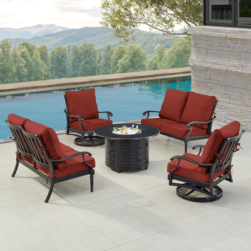 Pailyn Outdoor 6 - Piece Conversation Set, Red