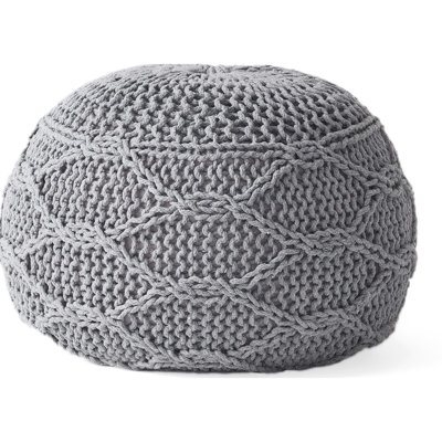 19.7X19.7X13.69 Inch Grey Knit Weave Pouf - Modern Home Character, No Assembly For Comfortable 20"X20"X14", Required