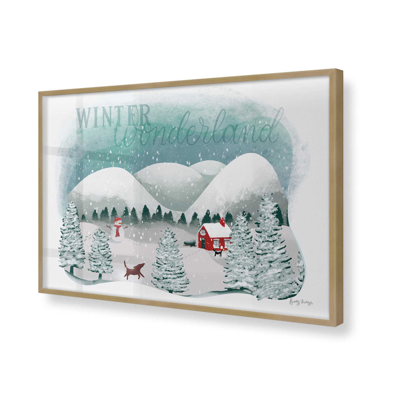 Rustic Winter Wonderland, reproduction encadrée, H 12,25 po x l 15,25 po x P 1,25 po, Cadre simple brossé doré