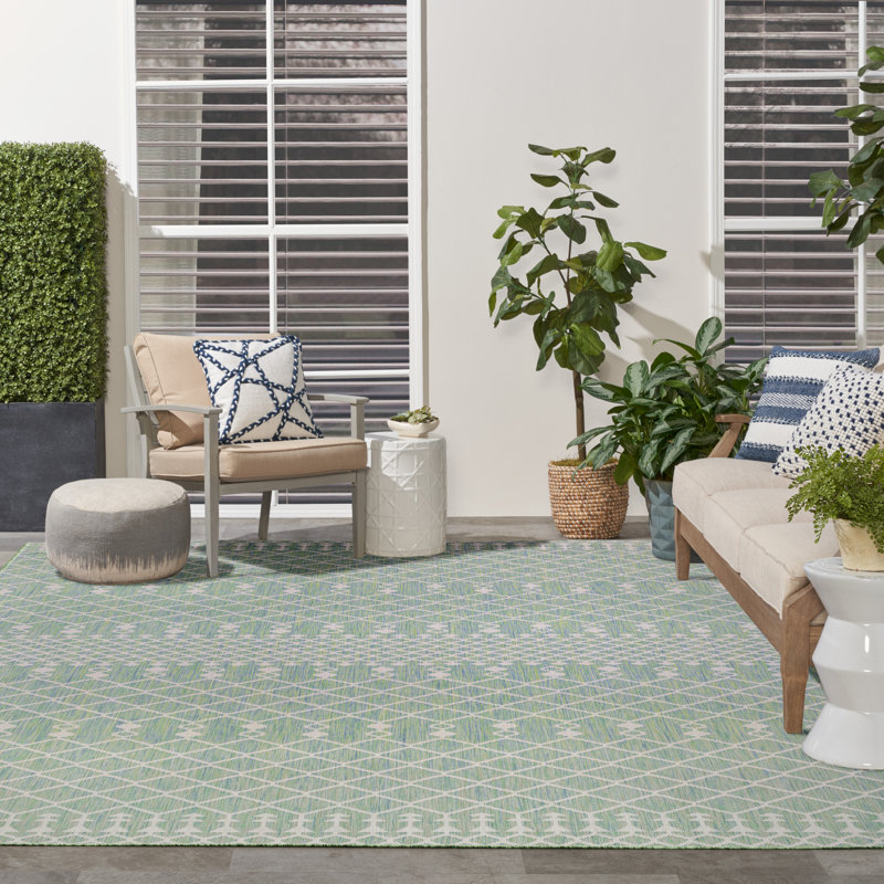 Tapis intérieur / extérieur Robbs, Rectangle 6 pi x 9 pi, Bleu et vert