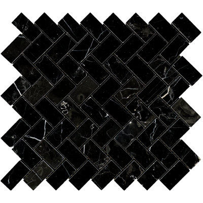 Nero Marquina Marble Herringbone Mosaic Wall & Floor Tile