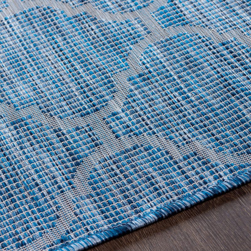 Tapis intérieur / extérieur bleu Brimberry, Tapis de couloir 2 pi 7 po x 7 pi 3 po