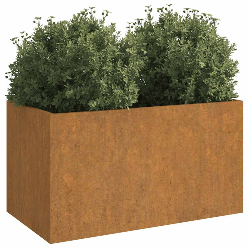 Pot de fleurs rectangulaire extérieur en acier Corten, H 24,4 po x l 15,7 po x P 15,4 po