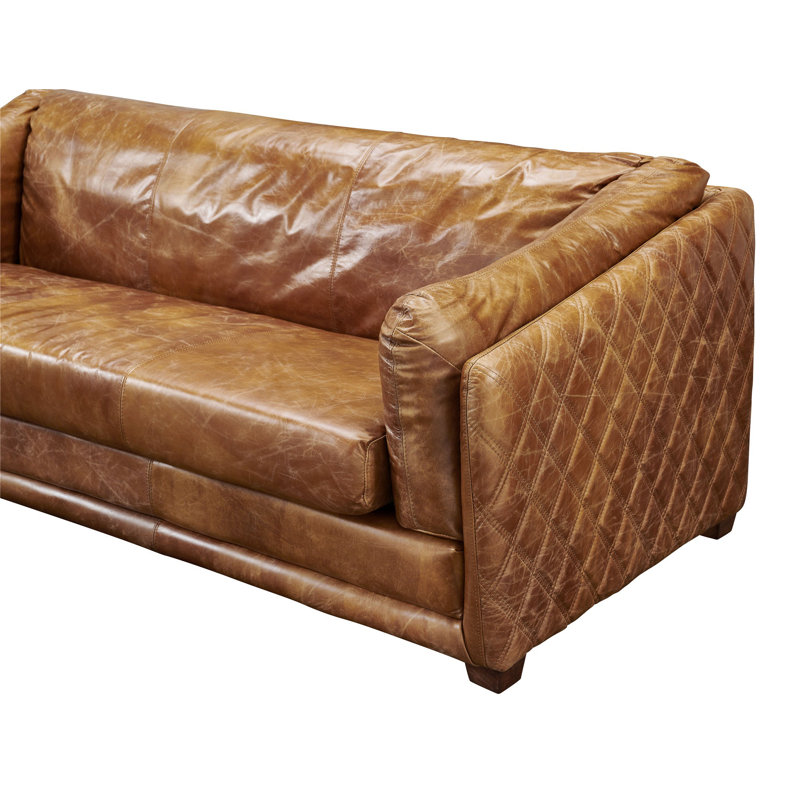 Canapé Waco, Cuir véritable brun clair