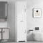 Grande armoire de rangement pour salle de bain, armoire de rangement autoportante avec deux portes et tablettes réglables, conception à étagère de porte, panneau de fibres à densité moyenne avec finition peinte