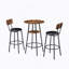 Ensemble de table de bar et de chaises rondes 3 pièces, petite table de salle à manger avec tablette de rangement à 2 niveaux et 2 tabourets de bar rembourrés