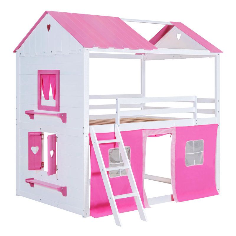 Lit plateforme Kellswater, Double, Blanc / rose
