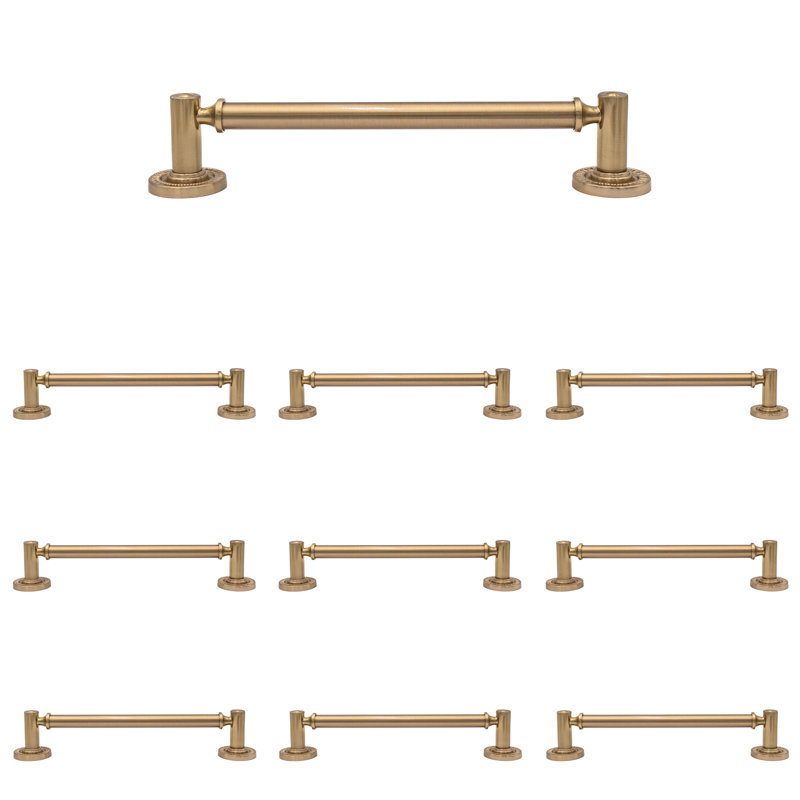 Minted 6" Center to Center Satin Brass Bar Drawer Pull Multipack, 6"
