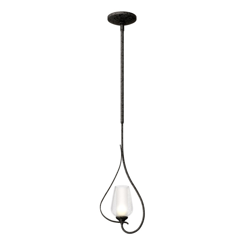 Luminaire suspendu géométrique à 1 lumière Flora, Verre opale, Fer naturel