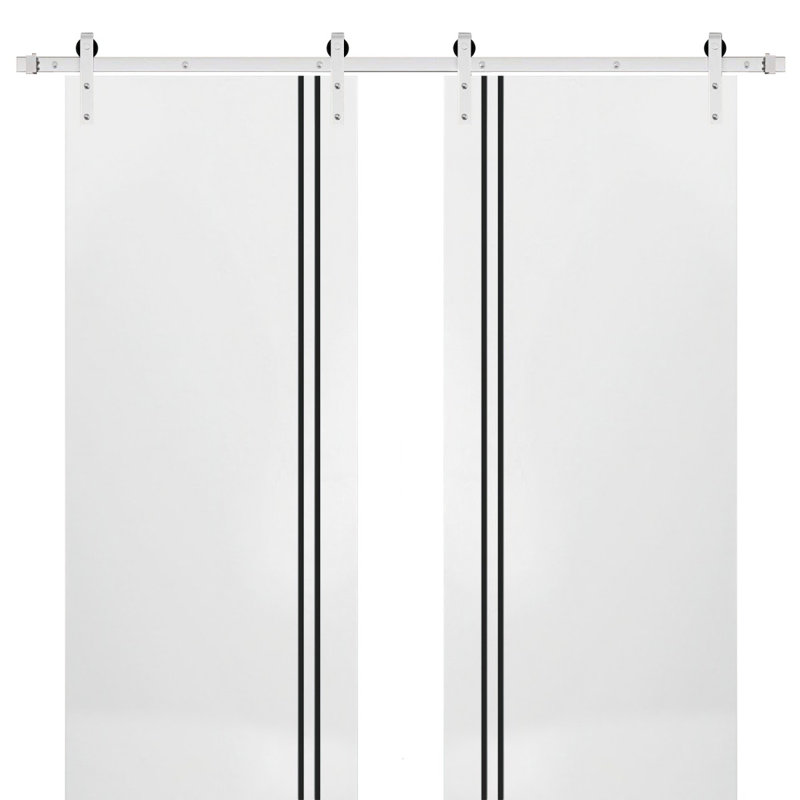 Porte de grange en bois massif massif, 64 po x 96 po, Satin blanc