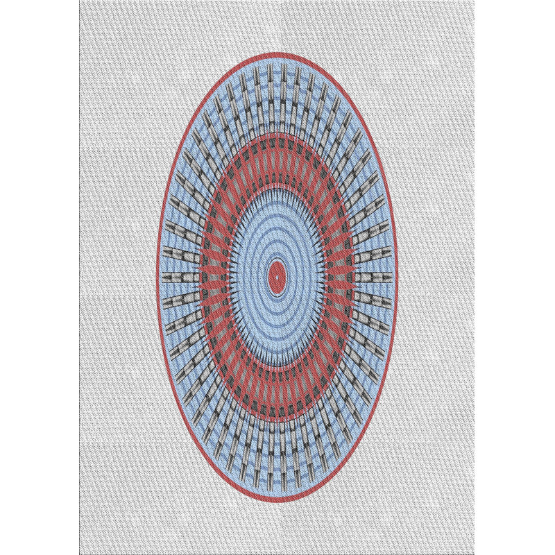 Tapis ivoire/bleu tissé à la machine, Rectangle 2 pi x 3 pi