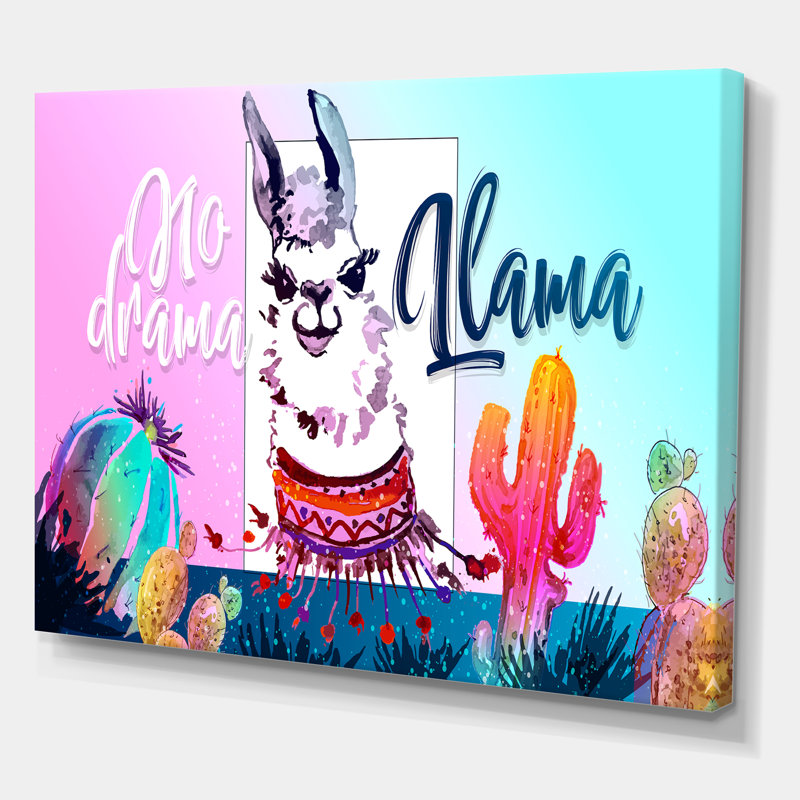 No Drama Llama - Photographie sur toile, H 30 po x l 40 po x p 1 po, Toile tendue