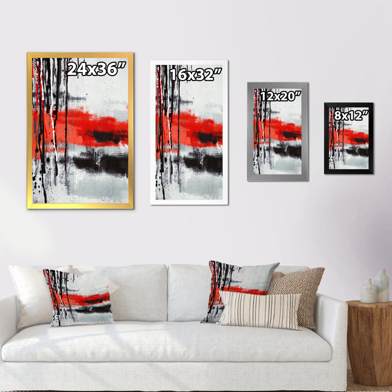 " Grunge Red And Black Drifting ", Black Picture Frame, 20" H x 12" W x 1" D