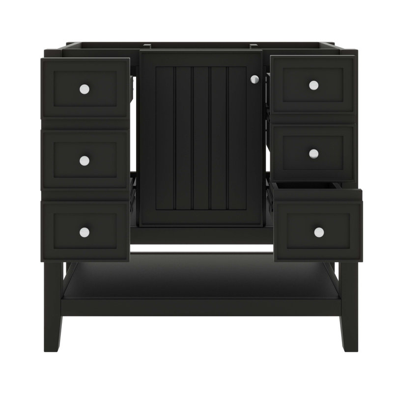 Meuble-lavabo de 36 po sans lavabo, armoire de salle de bain autoportante en bois avec une armoire et trois tiroirs pour la salle de bain