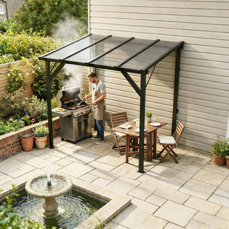 Abri de jardin extérieur, abri de jardin à toit rigide, abri pour barbecue Lean-To