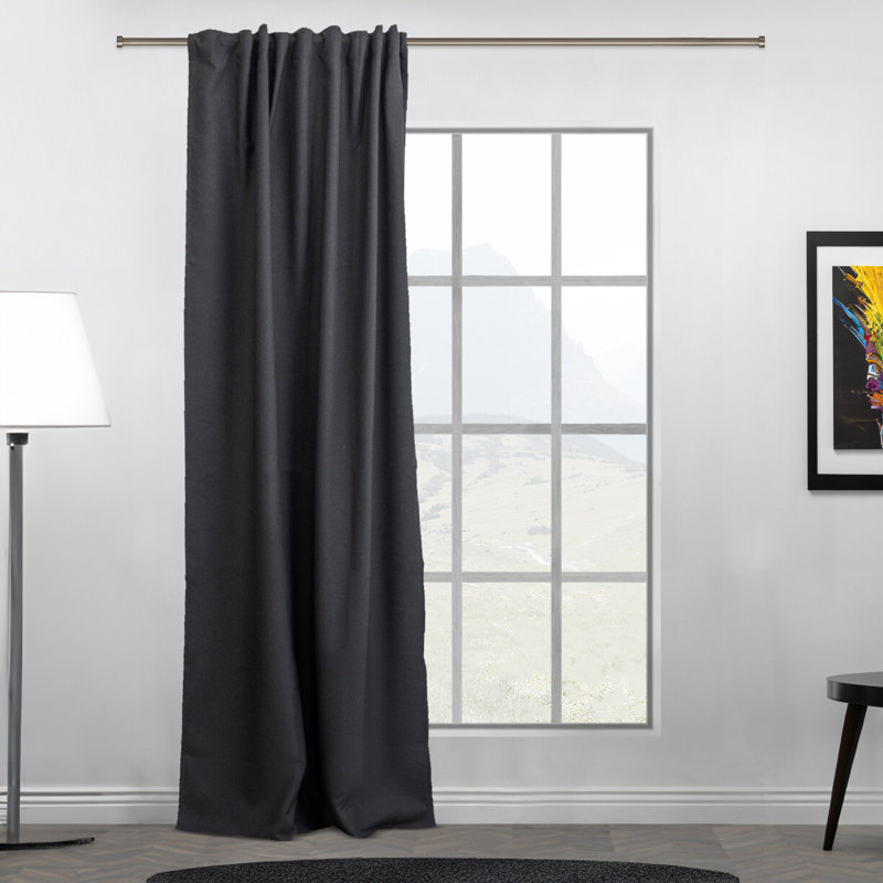 Room Darkening Single Curtain Panel, 130cm Width x 265cm Drop, Black