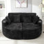 Canapé-lit pleine grandeur avec canapé incurvé de 80 po avec deux porte-gobelets pour le salon, noir-874239964
