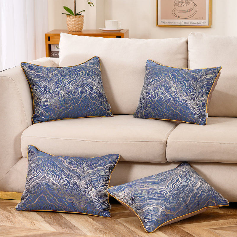 Jeté abstrait, Housse de coussin seulement - sans insert, Bleu