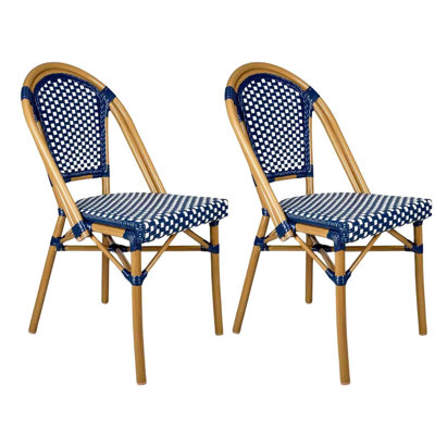 Armless French Patio Dining Chair, 2 Chair Bundle By Chivari by Chivari