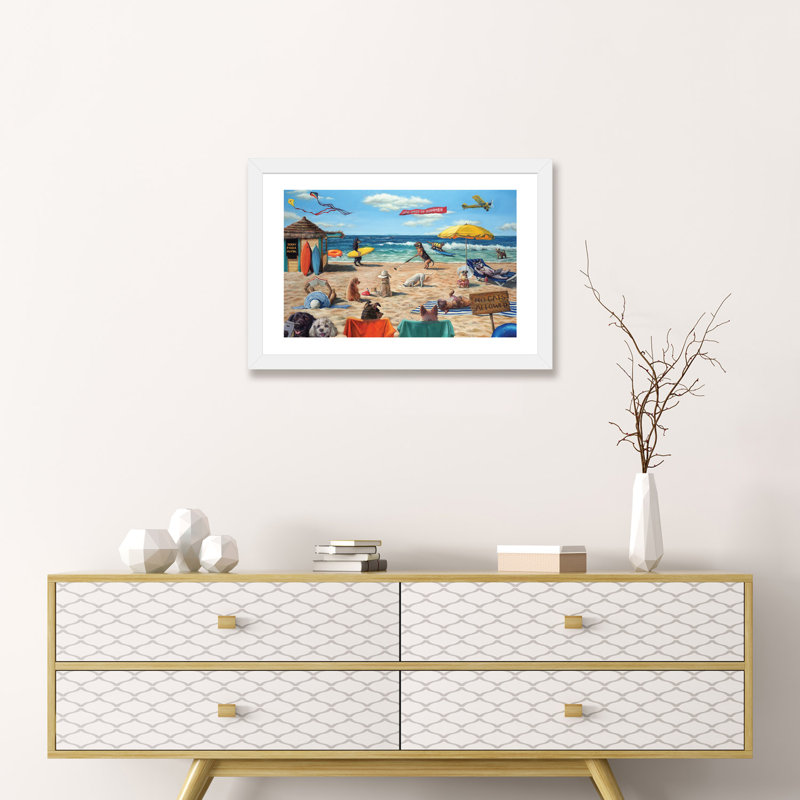«Dog Beach» - reproduction d'art, H 16 po x l 24 po x P 1 po, Papier blanc