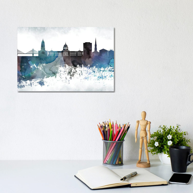 Charleston Bluish Skyline by WallDecorAddict - Wrapped Canvas Print