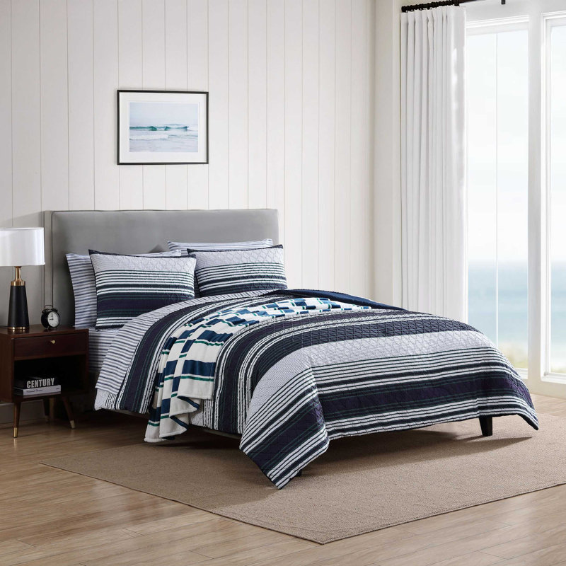 Nautica Lakefront Navy Bonus Comforter Set, Queen Comforter + 7 Additional Pieces