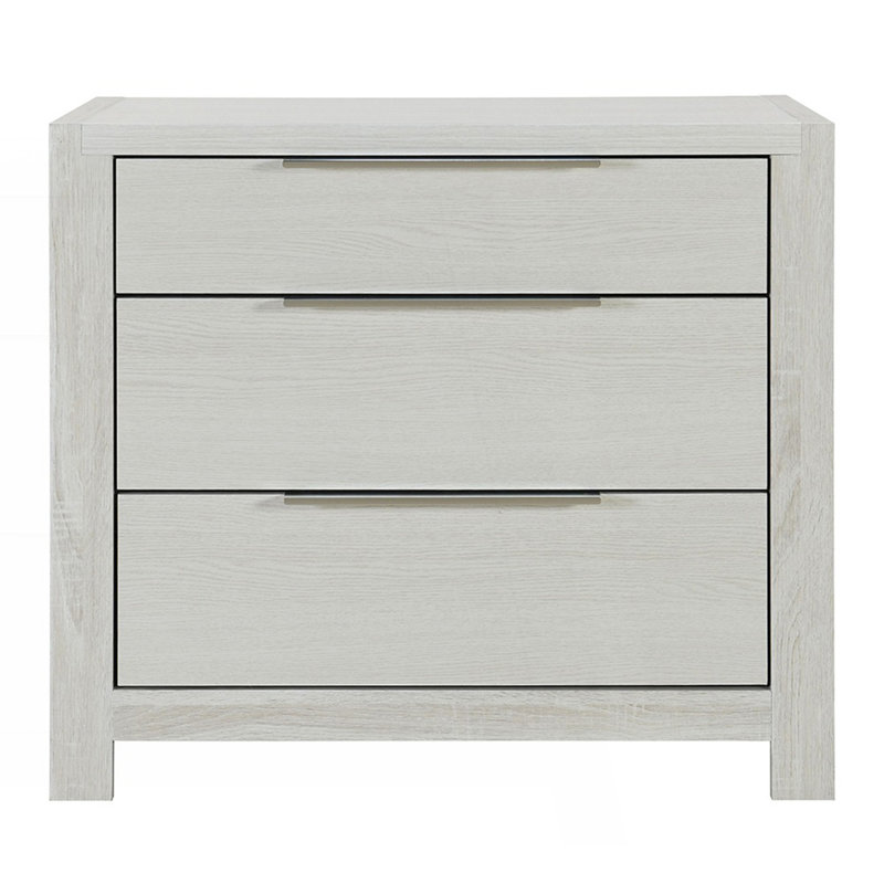 Modern Transitional Nightstand With 3 Drawers, Bed Side Table