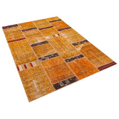 Modern Kabishayan Handmade Orange Black Area Rug