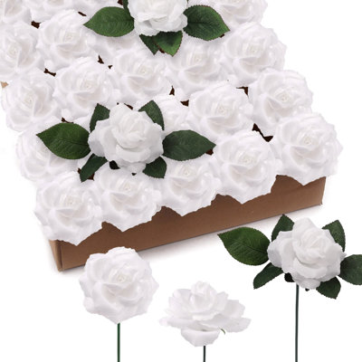 150pcs White Silk Rose Picks | 3-pack Set | Realistic Artificial Flowers For Diy, Bouquets & Events