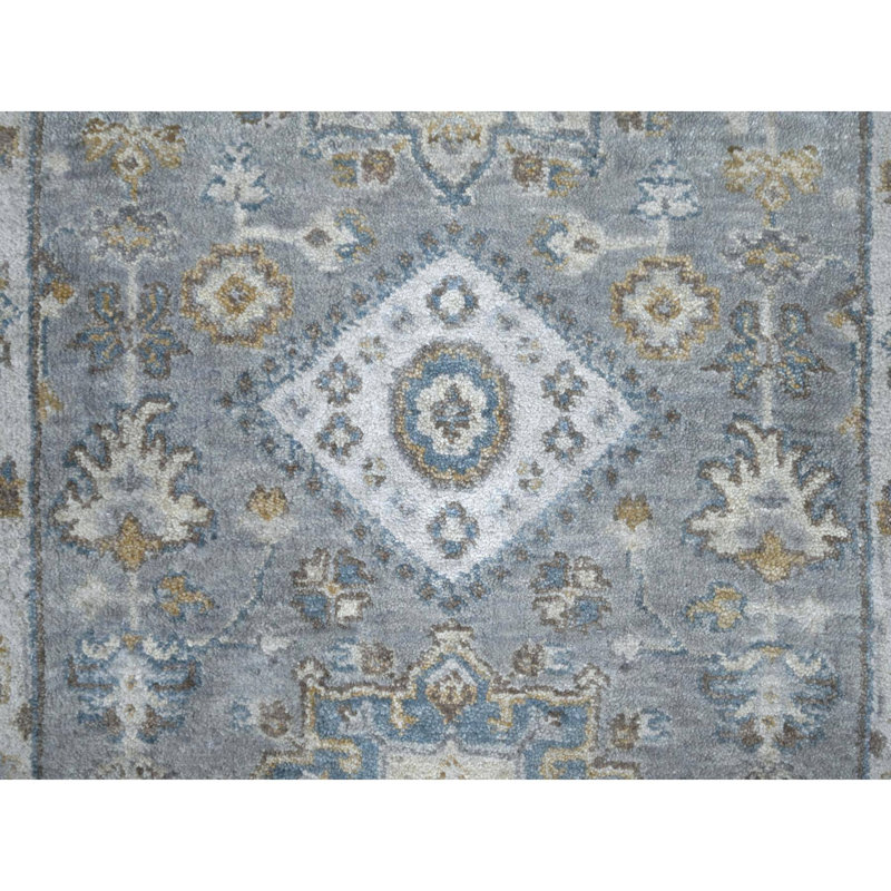 Tapis de couloir géométrique en laine noué à la main 2 pi 7 po x 10 pi Boara