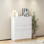 Armoire de rangement en bois blanc avec 4 portes et 2 tiroirs