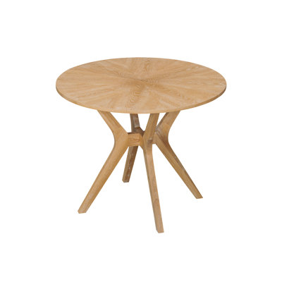 Mid-Century Modern 39.4" Round Dining Table With Intersecting Wooden Legs, Rubberwood & Plywood Construction