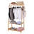 Bamboo Clothing Rack Stand Clothes Hanging Rail Rack with Shelf Hooks Portable-1235009224