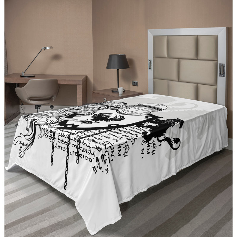 Drap-housse noir et blanc Ambesonne, Drap plat pour lit simple