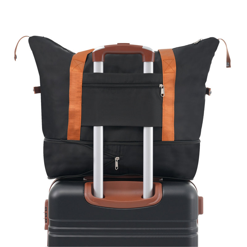 Valise à roulettes Hardshell avec sacs Valise à roulettes double avec verrou TSA, valise simple 24 po, noir