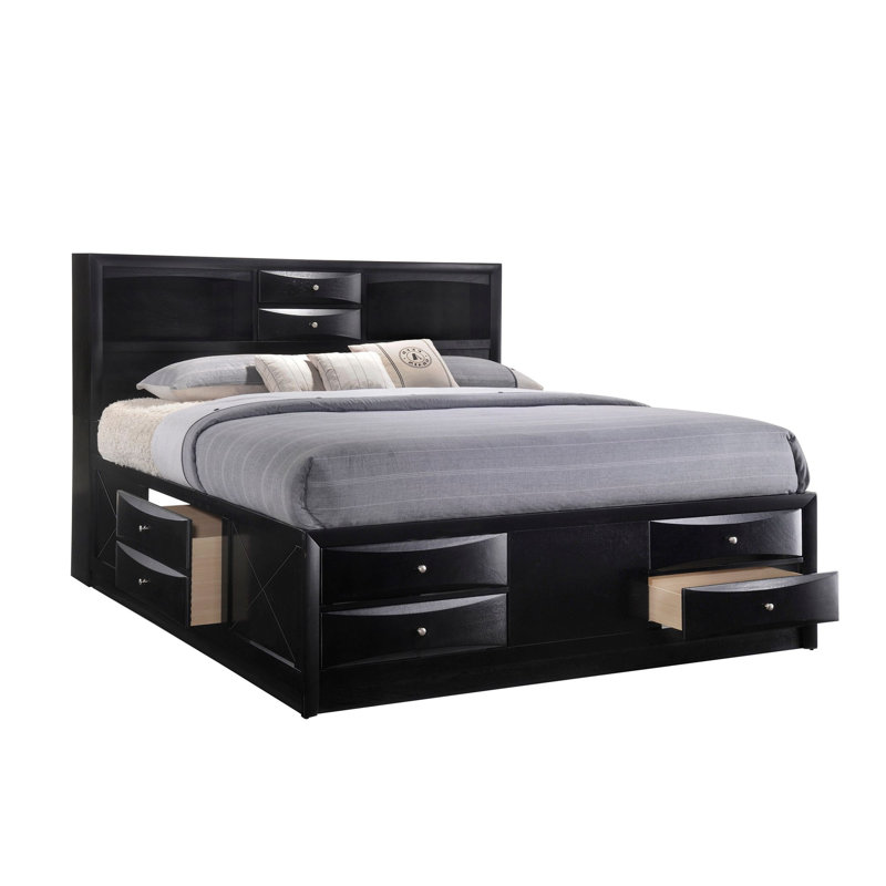 Ensemble de chambre avec lit plateforme de rangement Rodnell 3-4_Kathlyn, Noir, Grand