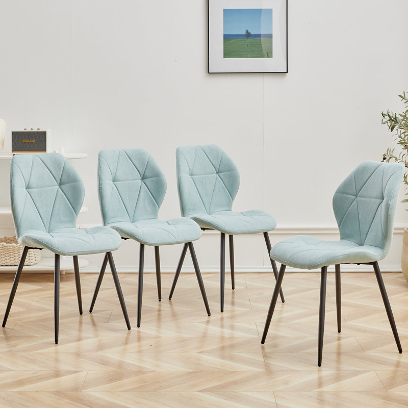 Miko 50cm H Velvet Upholstered Metal Side Chair, Green