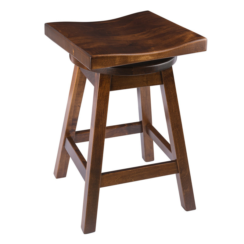 Burnside Swivel Solid Wood Counter Stool, Cherry